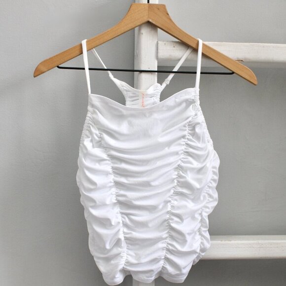 FP Movement Free People Women's Shirr Enough Tank Top - White Size Large - Picture 1 of 8